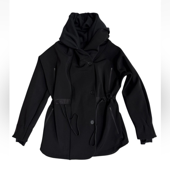 Paskho Fleece Lined Women’s Cocoon Jacket Sz Small Black - Picture 2 of 9